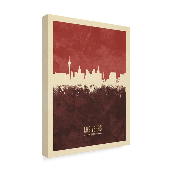 Michael Tompsett 'Las Vegas Nevada Skyline Red Ii' Canvas Art,24x32